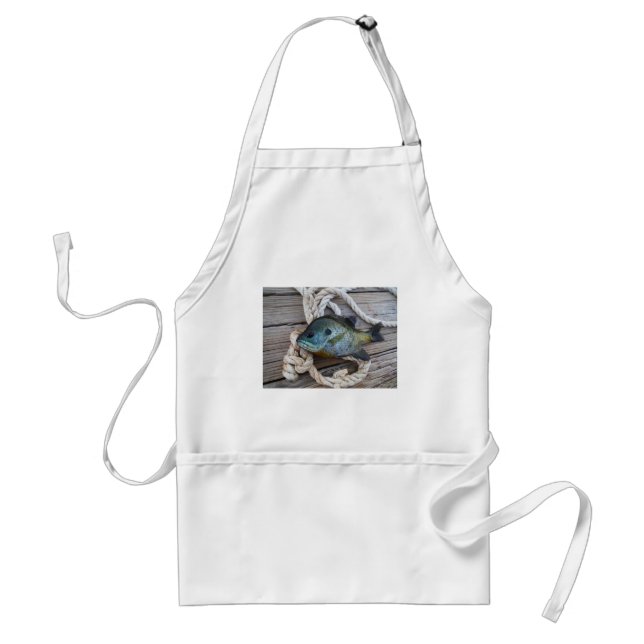 Bluegill fish on dock and rope standard apron (Front)