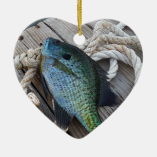 bluegill on dock ceramic tree decoration