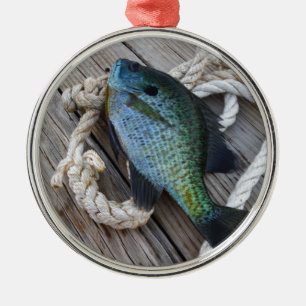 bluegill on dock metal tree decoration