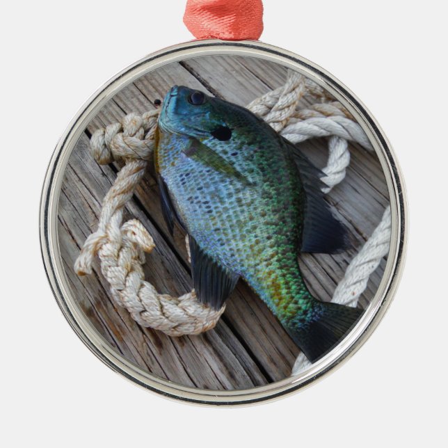 bluegill on dock metal tree decoration (Front)