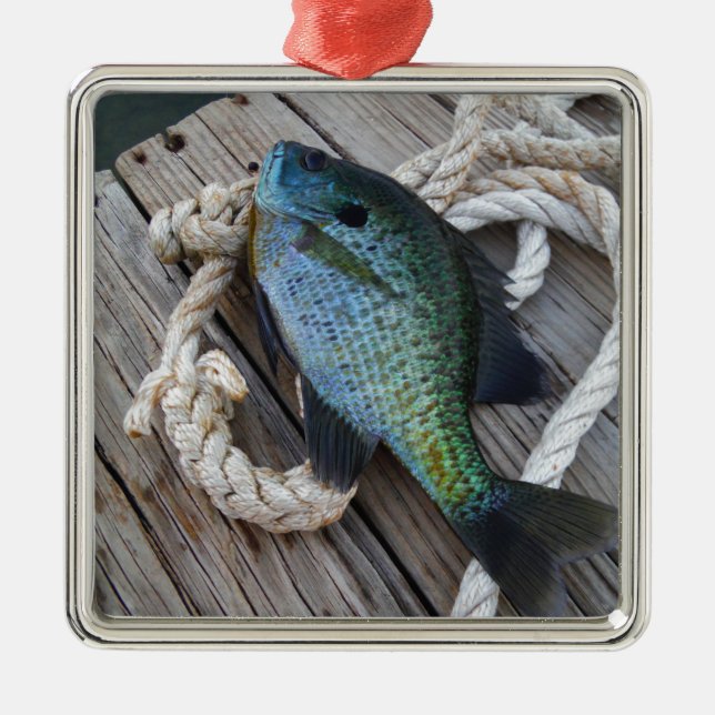 bluegill on dock metal tree decoration (Front)