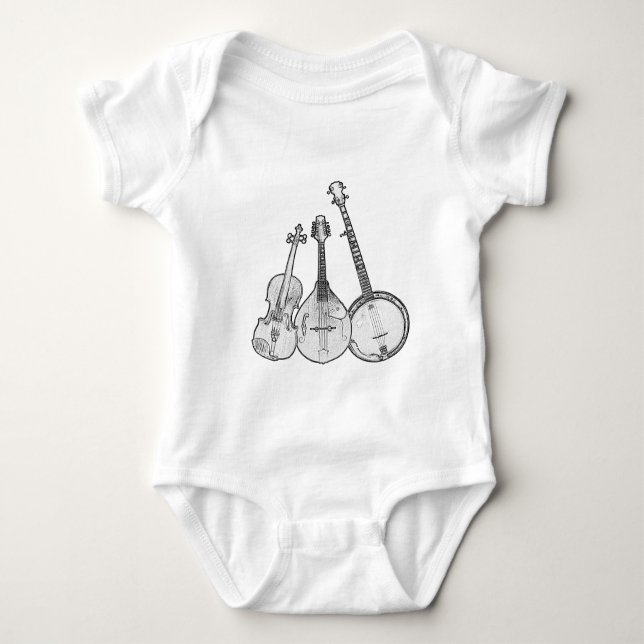 Bluegrass Band B&W Baby Bodysuit (Front)