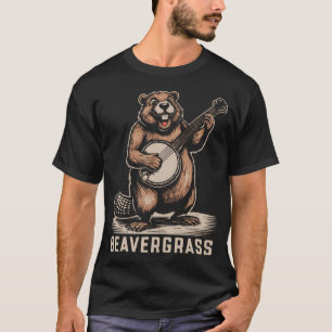 Bluegrass Banjo Beavergrass Cute Beaver Music T-Shirt