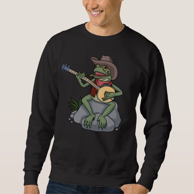 Bluegrass Banjo Frog Country Music Gift Banjo Sweatshirt (Front)