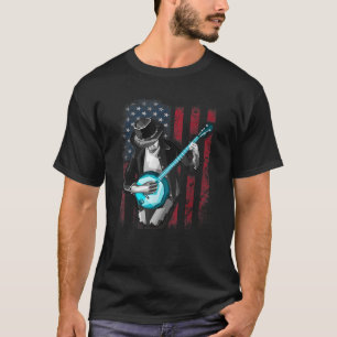 Bluegrass Banjo Funny American US Flag Gift Tee