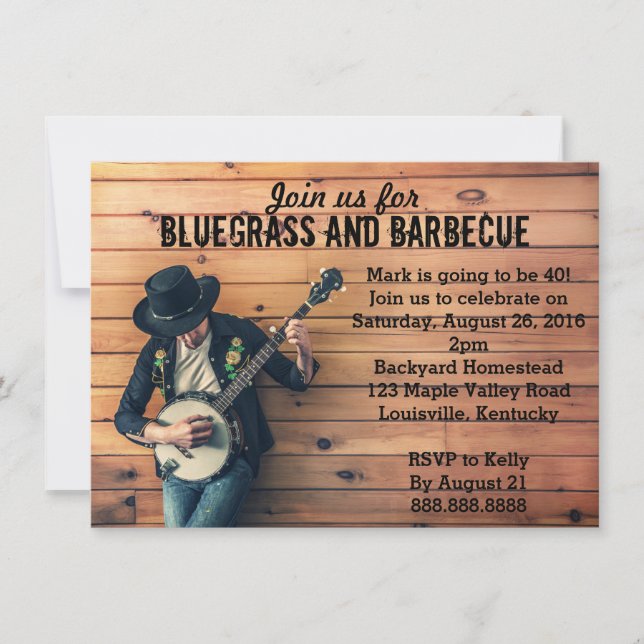 Bluegrass Barbecue BBQ Birthday Party Invitation (Front)