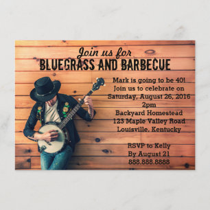 Bluegrass Barbecue BBQ Birthday Party Invitation