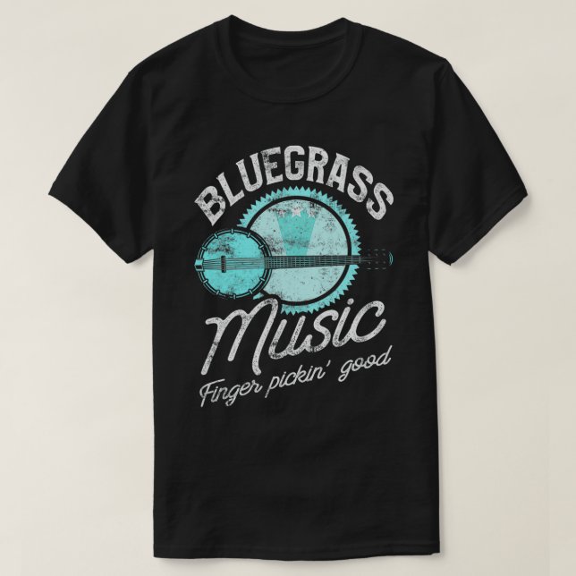 Bluegrass Music Guitar Player and Funny Banjo Inst T-Shirt (Design Front)