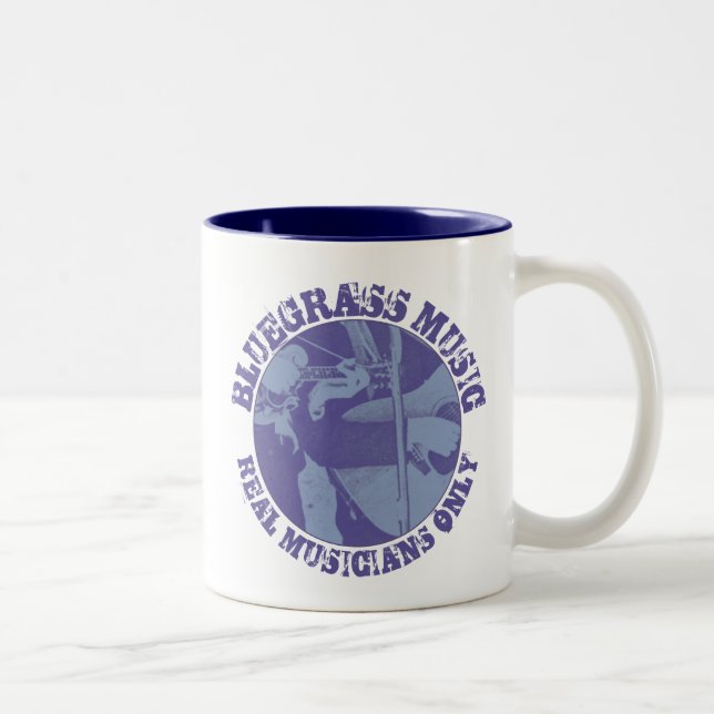 Bluegrass Music Real Musicians Only Blue Players Two-Tone Coffee Mug (Right)