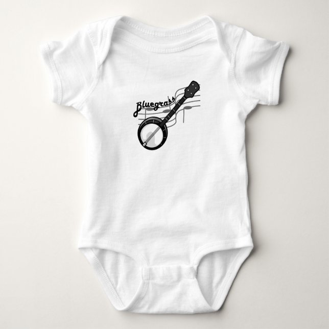 Bluegrass music with banjo baby bodysuit (Front)