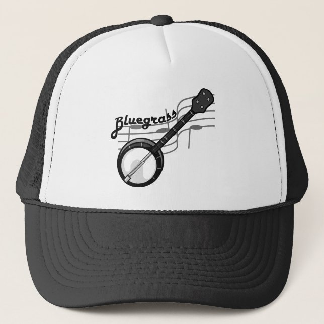 Bluegrass music with banjo trucker hat (Front)