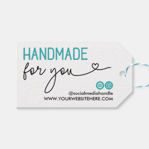 Bluegreen Social Media Heart Handmade For You Logo Gift Tags
