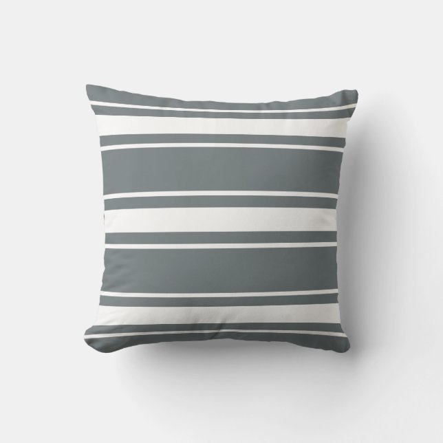 Bluegrey pillow with white stripes (Front)