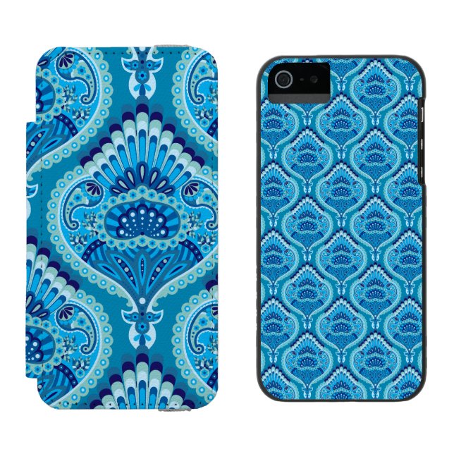 Blueish - Feathered Paisley Incipio iPhone Wallet Case (Side by Side)