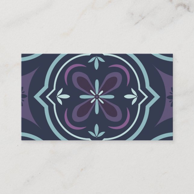 blueish floral tiling pattern appointment card (Front)