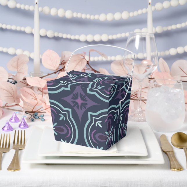 blueish floral tiling pattern favour box (Wedding)