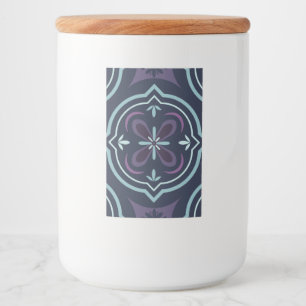 blueish floral tiling pattern food label