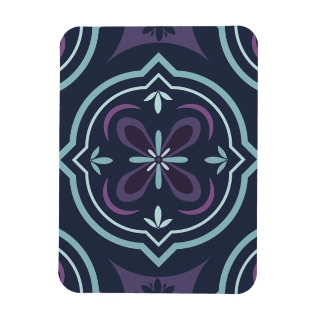 blueish floral tiling pattern magnet (Vertical)