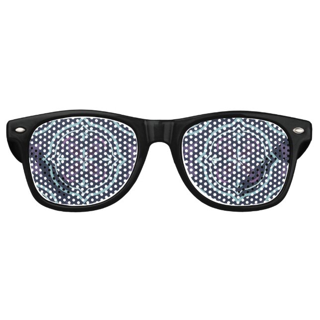 blueish floral tiling pattern retro sunglasses (Front)