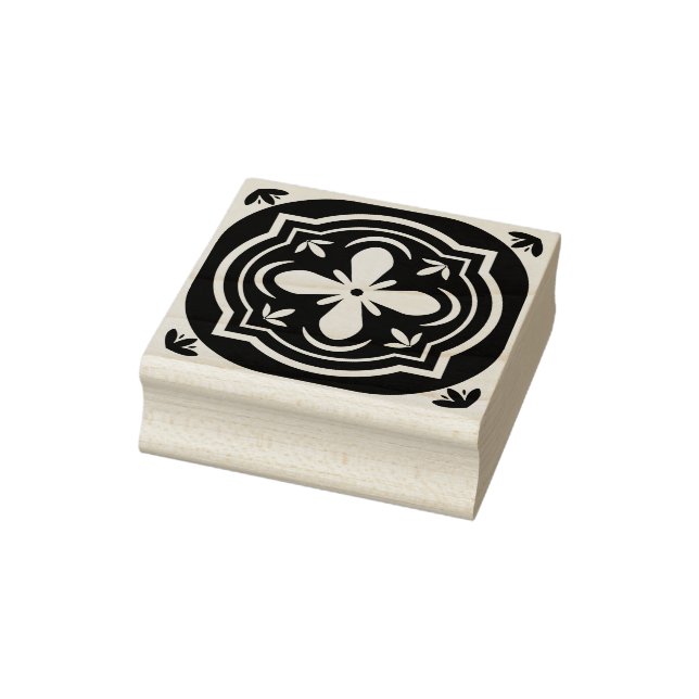 blueish floral tiling pattern rubber stamp (Stamp)