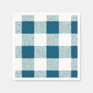 Blueish Green Gingham Check Pattern Napkin