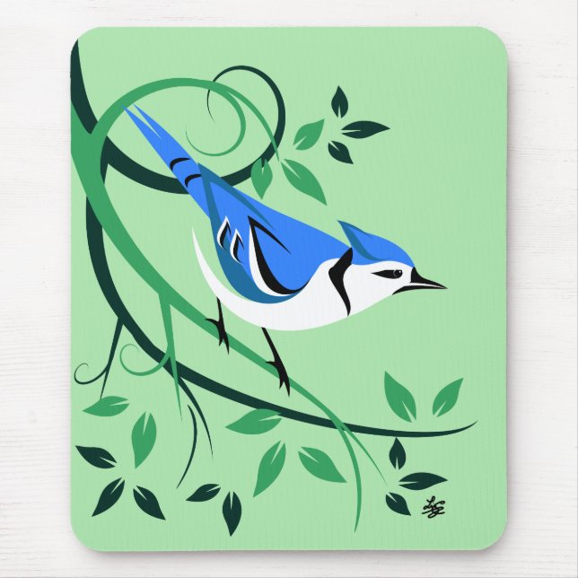 Bluejay on Tree Branch Mouse Pad (Front)