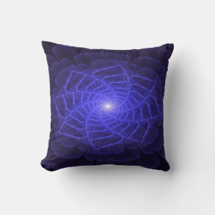 BlueLotus Fractal Art Throw Pillow