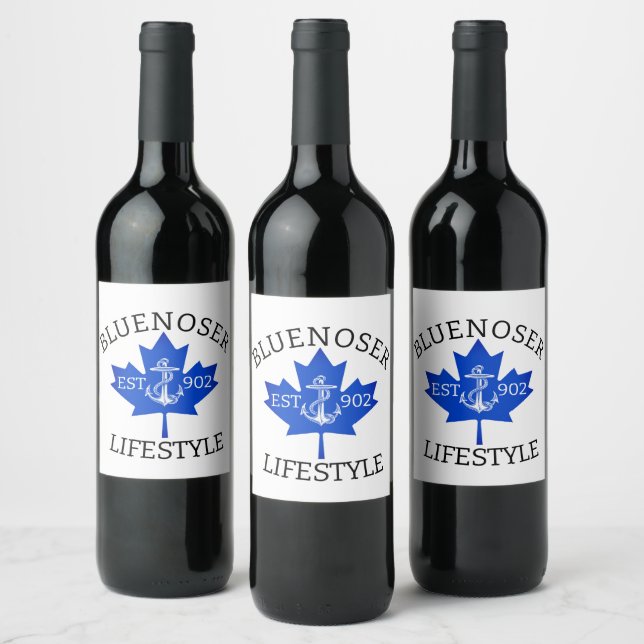 Bluenoser Lifestyle Maple leaf 902 Eh !  Wine Label (Bottles)