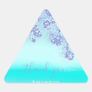 Blueocean Floral  Triangle Glitter Bridal BIRTHDAY Sticker