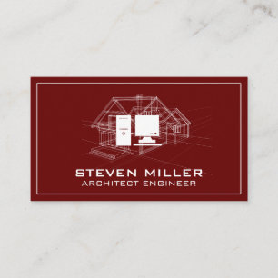 Blueprint   Architect Engineer Computer Business Card