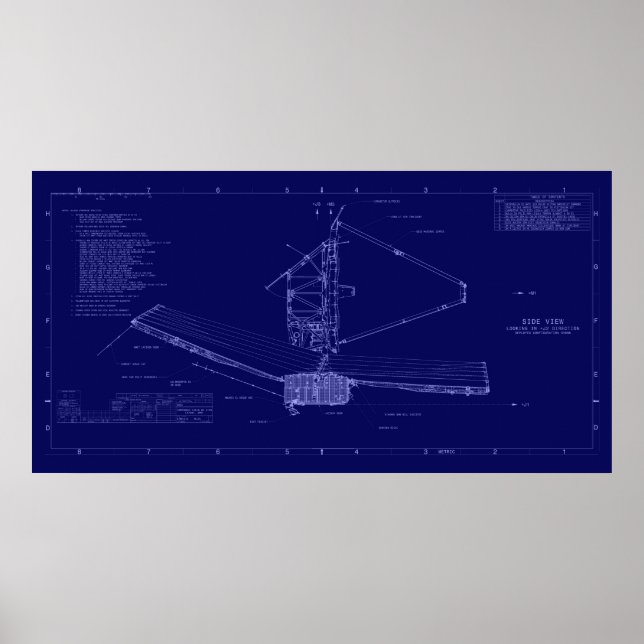 Blueprint James Webb Space Telescope Poster (Front)