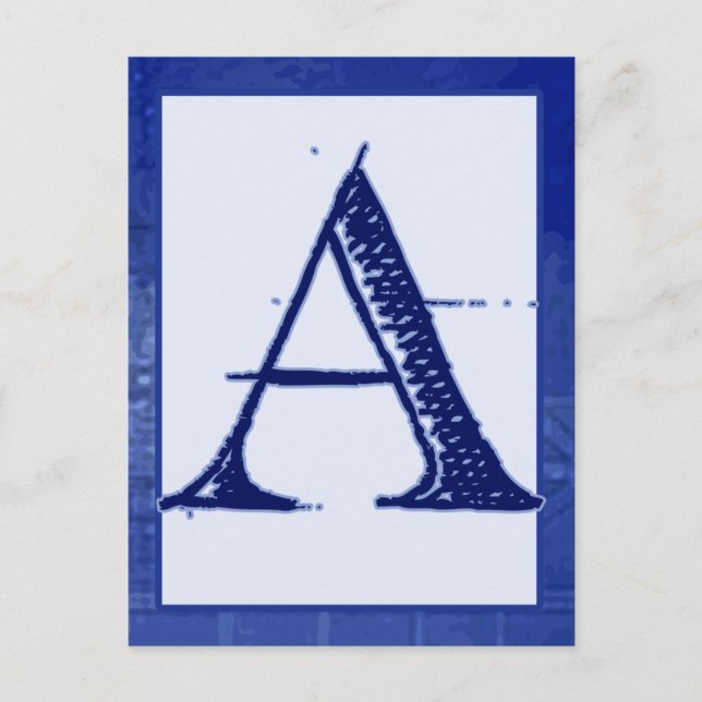 Blueprint Letter "A" Typography Banner Card (Front)