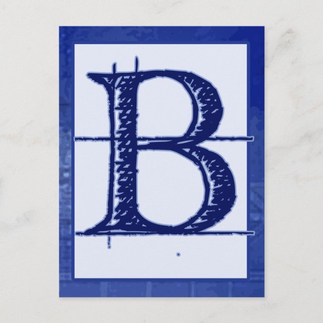 Blueprint Letter "B" Typography Banner Card (Front)