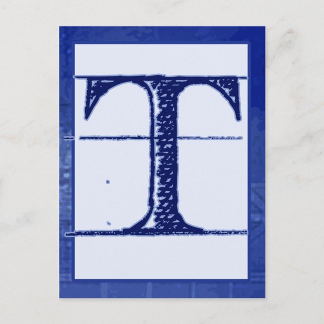 Blueprint Letter "T" Typography Banner Card (Front)