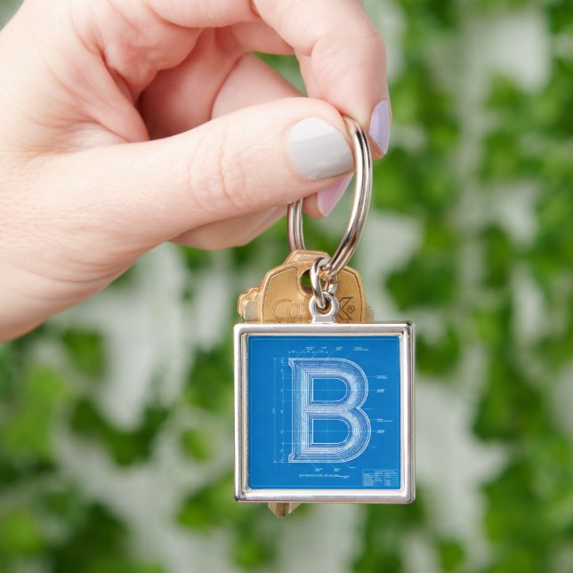 Blueprint Monogram Letter B Key Ring (Hand)