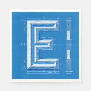 Blueprint Monogram Letter E Napkin