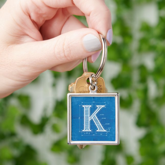 Blueprint Monogram Letter K Key Ring (Hand)