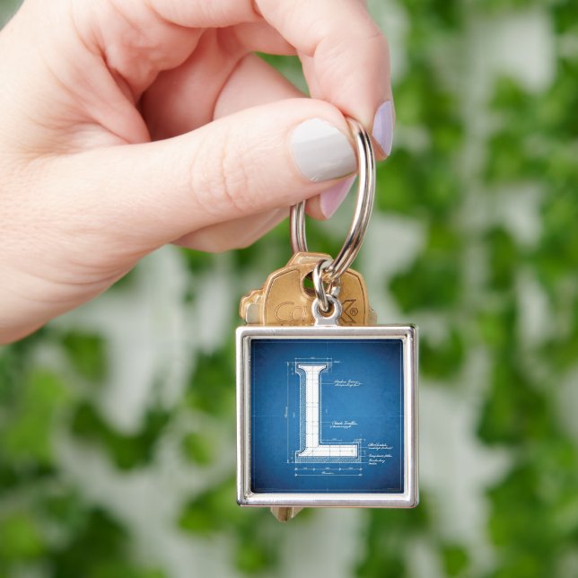 Blueprint Monogram Letter L Key Ring (Hand)