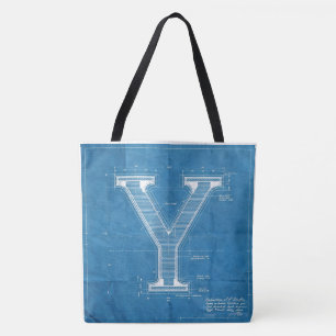 Blueprint Monogram Letter Y Tote Bag