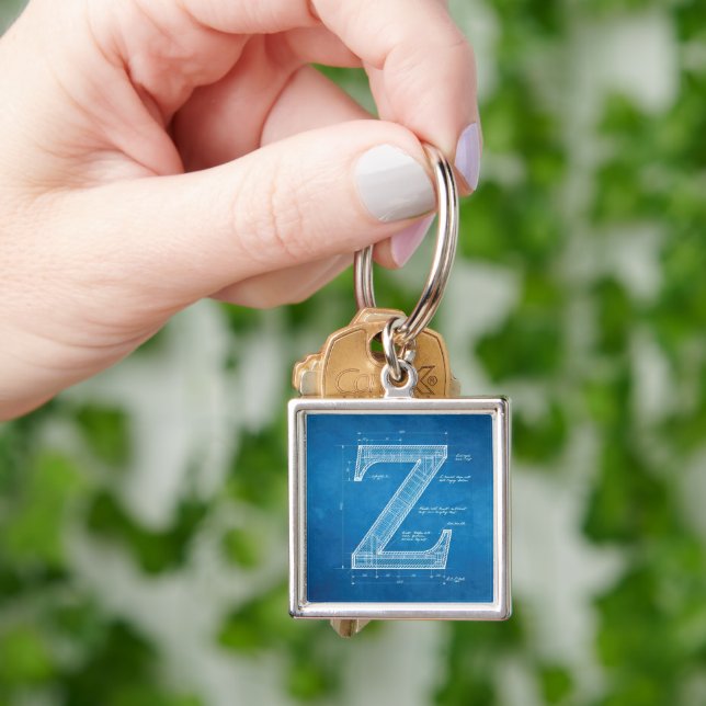 Blueprint Monogram Letter Z Key Ring (Hand)