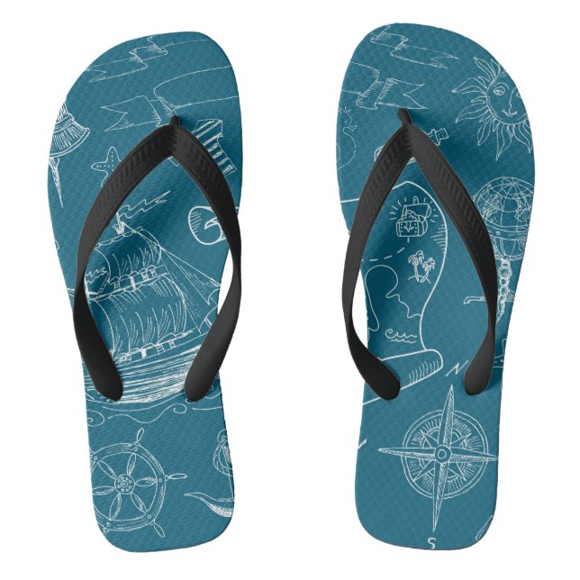 Blueprint Nautical Graphic Pattern Jandals (Footbed)