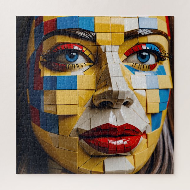 "Blueprint of Humanity" – A Cubist Portrait Jigsaw Puzzle (Vertical)