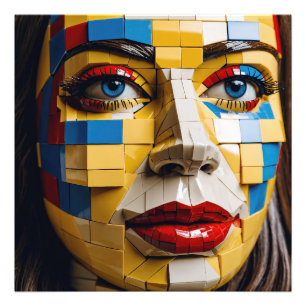 "Blueprint of Humanity" – A Cubist Portrait Photo Print