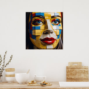 "Blueprint of Humanity" – A Cubist Portrait Poster