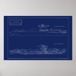 Blueprint of Submarine U.S.S. Croaker Poster