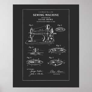 Blueprint Sewing machine Patent Poster