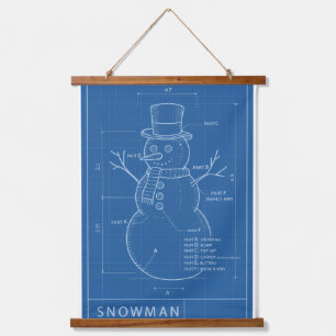 Blueprint Snowman Schematic Print — Tapestry