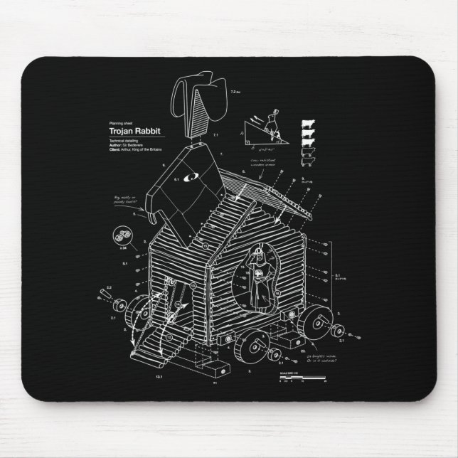Blueprint Trojan Horse Rabbit Funny Mouse Pad (Front)
