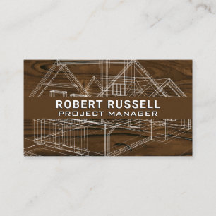 Blueprint   Wood Grain Background Business Card