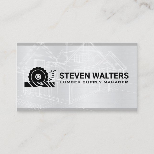Blueprints | Circular Saw Cutting Wood Business Card (Front)